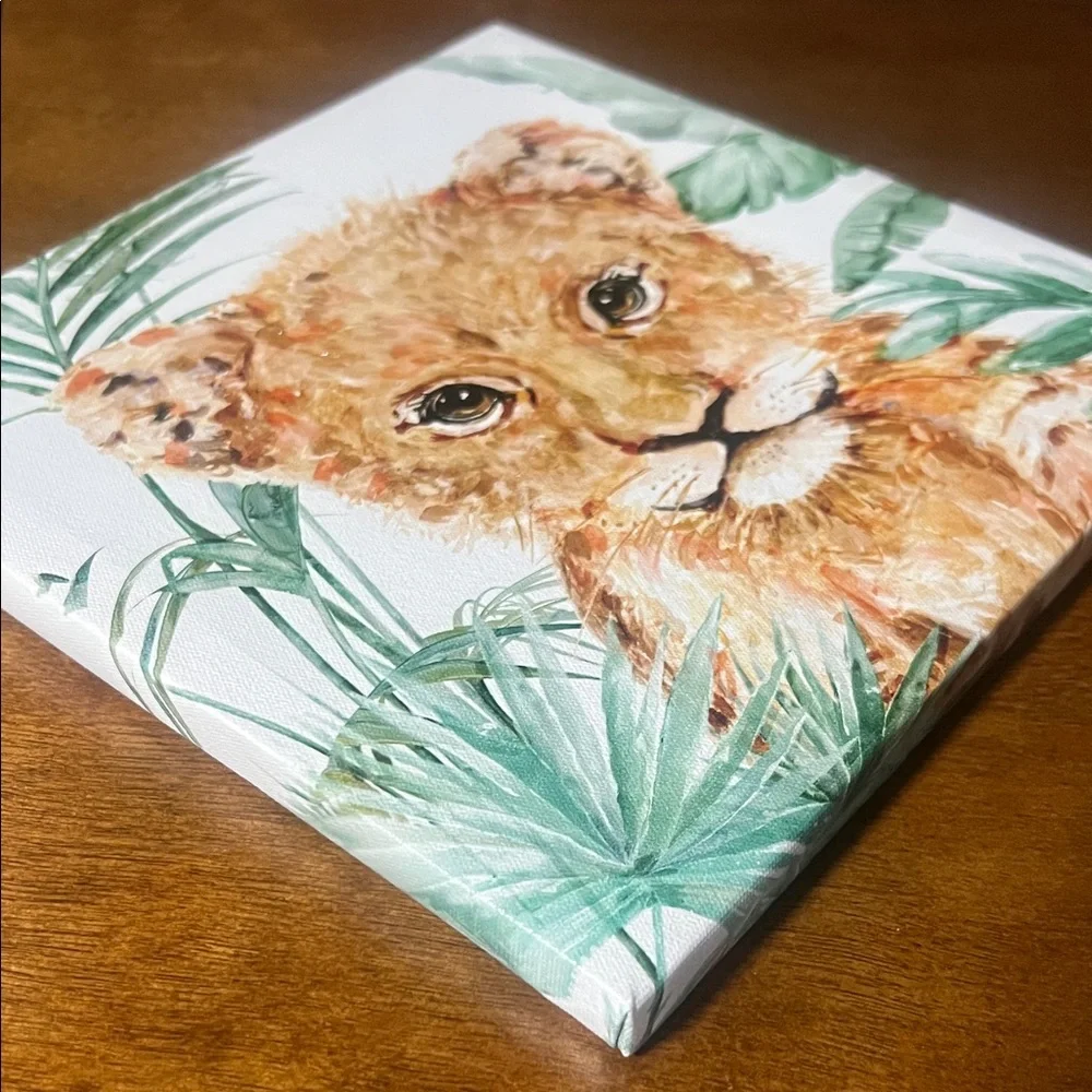 Bella Canvas Lion Cub Wall Art - Brown and Green